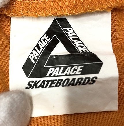 ... PALACE  лого   принт  длинный  ... футболка   оранжевый 