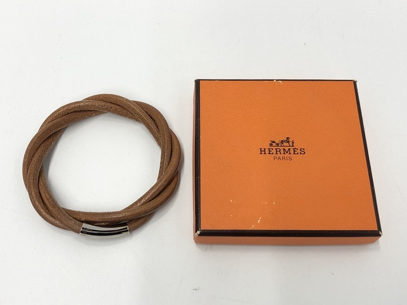 エルメス HERMES レザーブレスレット 茶系_画像8