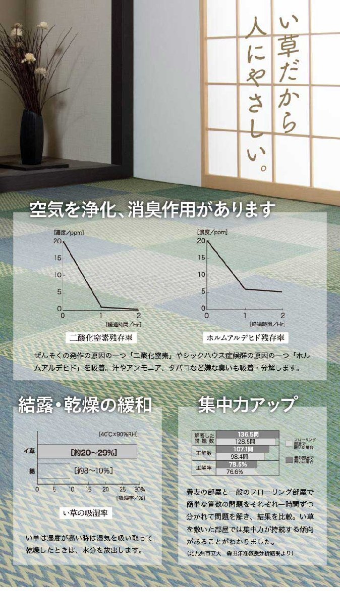 い草ラグ 花ござ カーペット ラグ 8畳 格子柄 市松柄 『ピーア』 ブルー 江戸間8畳 (約348×352cm）_画像4