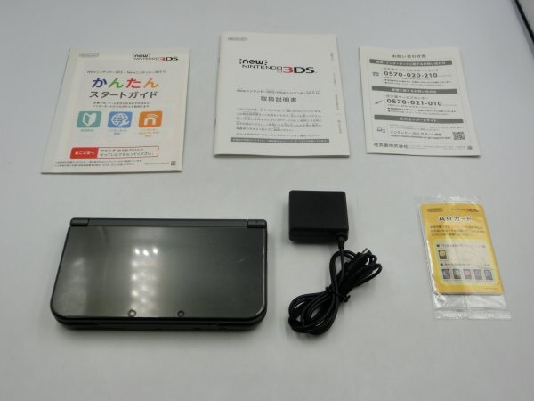 【中古現状品・通電動作確認済】 任天堂 ニンテンドー new 3DS LL 本体 メタリックブラック ACアダプター付 ZA3A-LP-4MA520_画像2