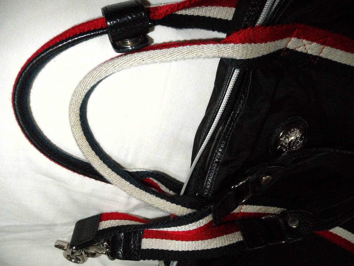  Orobianco Orobianco [ чёрный ] A4 соответствует телячья кожа нейлон портфель ручная сумочка плечо Logo Италия производства USED б/у нестандартный возможно 