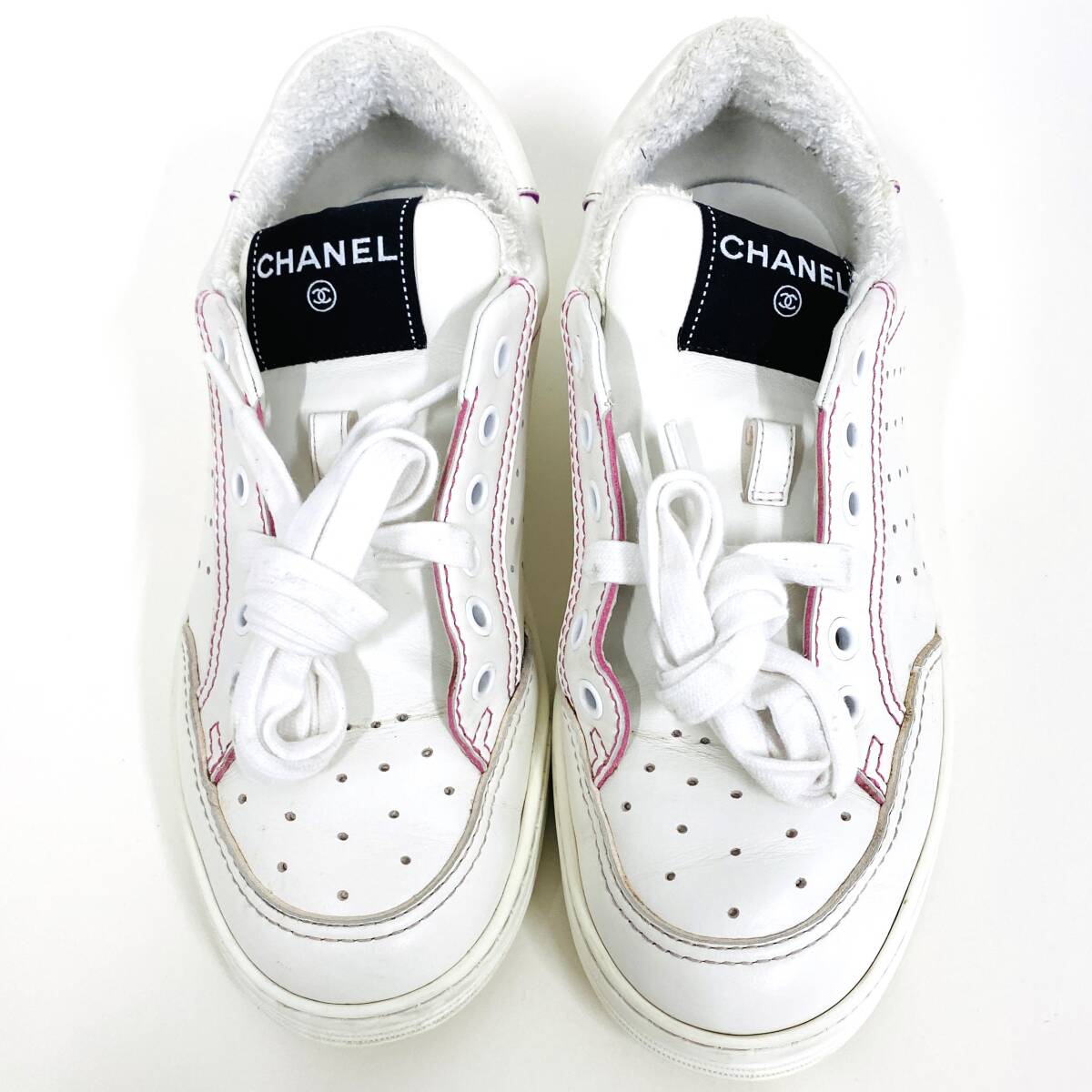 CHANEL シャネル スニーカー レディース 靴 白 24cm F1213 CHANEL シャネル スニーカー レディース 靴 白 24cm F1213