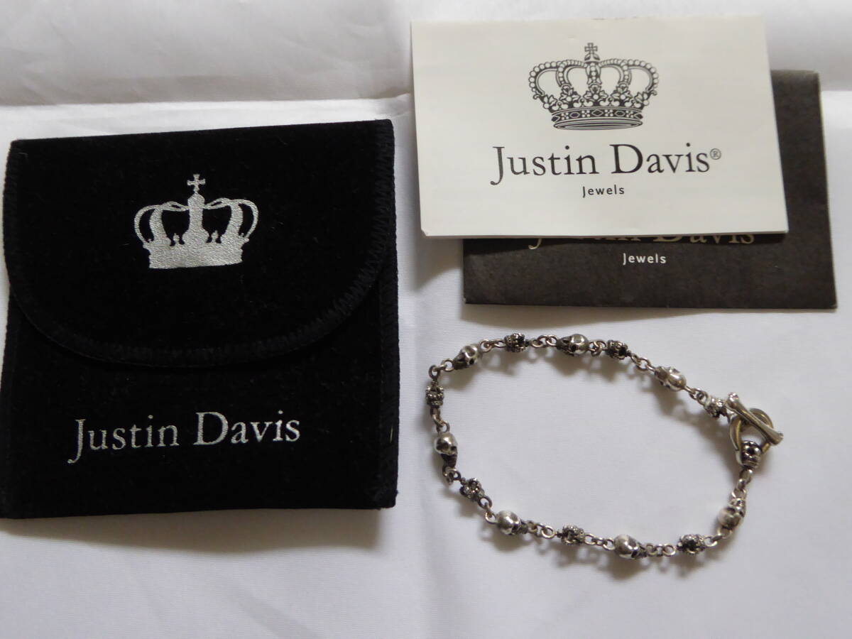 レア!Justin Davis(ジャスティンデイビス)SKULL DIVINE bracelet/SBJ126/Ｍ/ブレスレット/シルバー925/王冠/スカル/ドクロ/ロック/アイテムの画像1