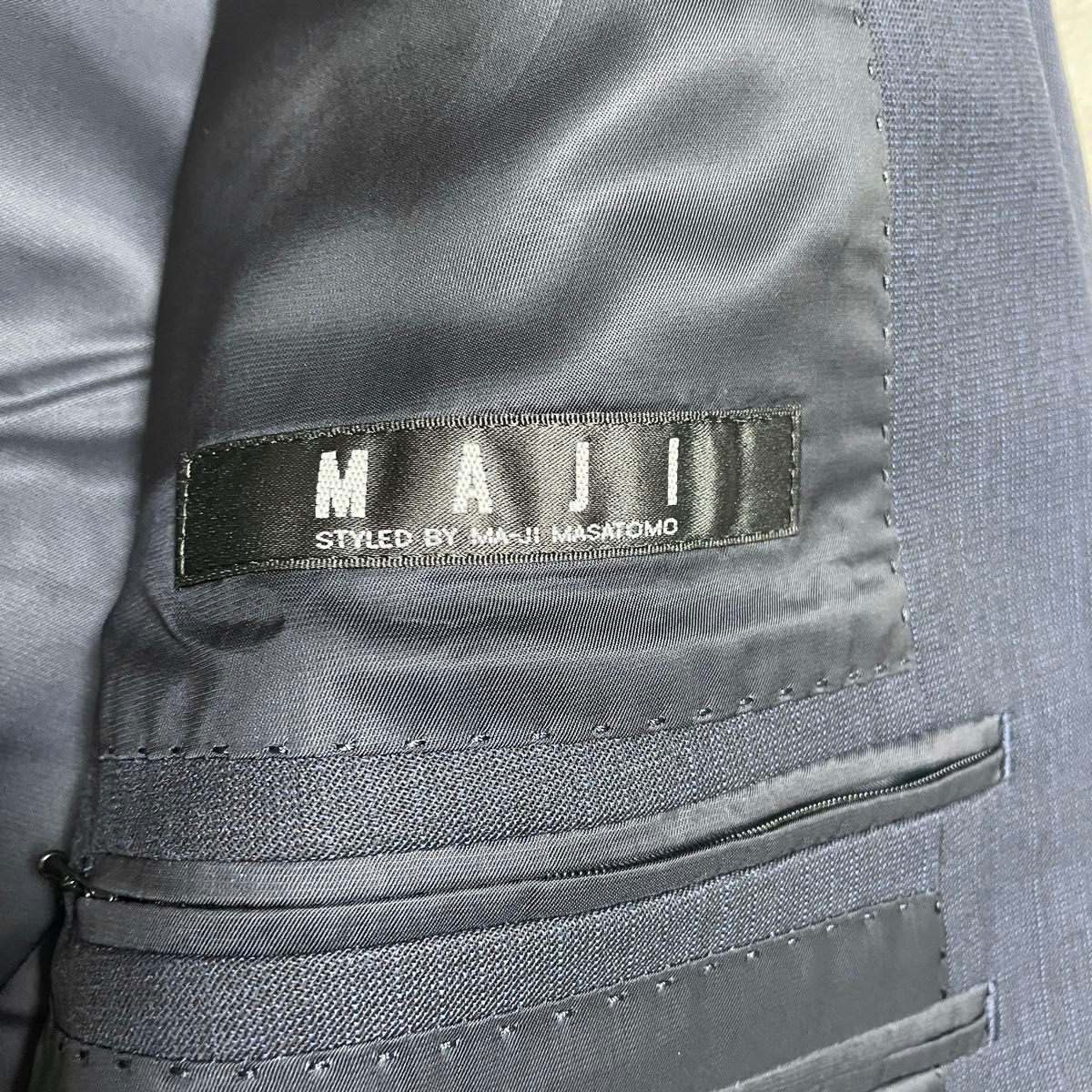 新品 MAJI スーツ AB6 上下 セットアップ ネイビー ストライプ XL ストレッチ