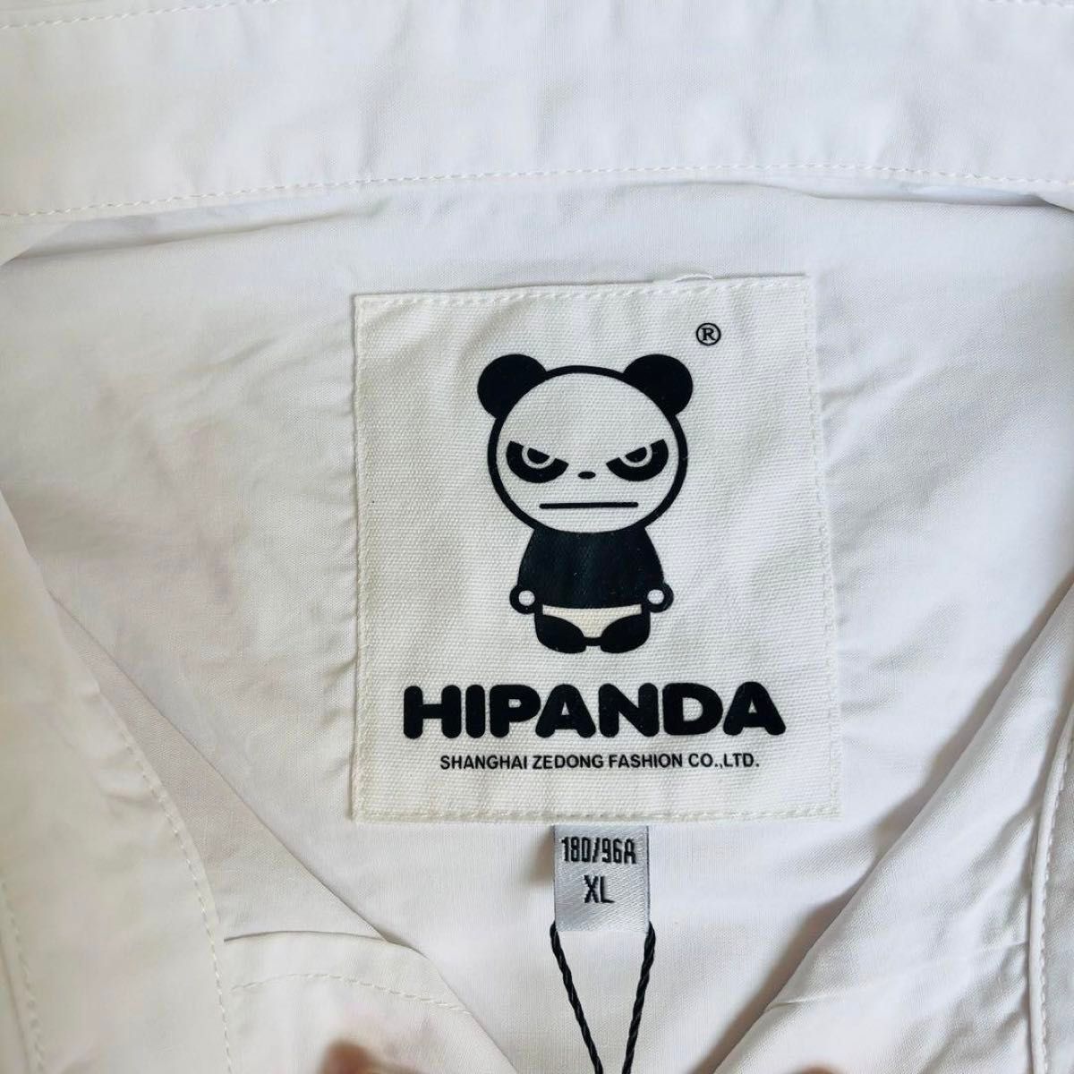 【HIPANDA ハイパンダ】メンズ アートパロディ シャツ MEN'S 白 長袖シャツ ボタンダウン コットン　XL