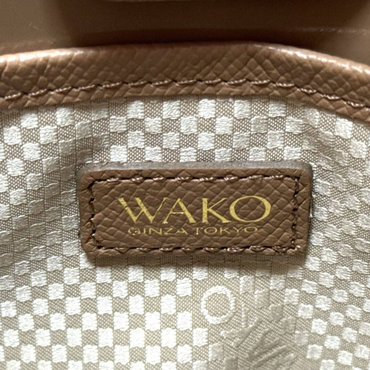 未使用級 WAKO ワコウ 銀座 和光 キャメルブラウン フォーマル サフィアーノ レザー ゴールド金具 ショルダーバッグ ハンドバッグ トート