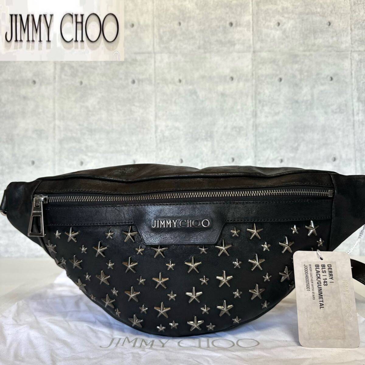 JIMMY CHOO ボディーバック ガンメタルスターズ付 DERRYブラック JIMMY CHOO ボディーバック ガンメタルスターズ付 DERRYブラック