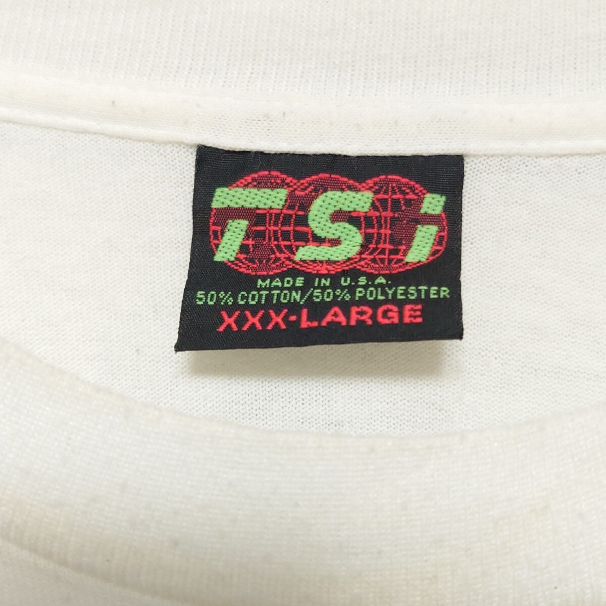 《USA製》TSi 90s オールド Tシャツ プリント シングルステッチ クルーネック ホワイト_画像8