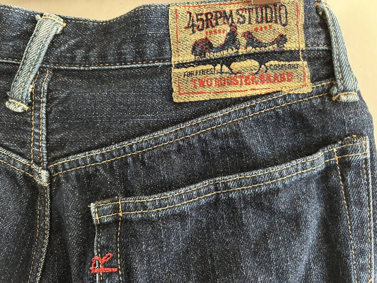 45RPM Denim pants size W31 jeans color .. is good excellent level cotton 100% made in Japan replica front zipper paint label 