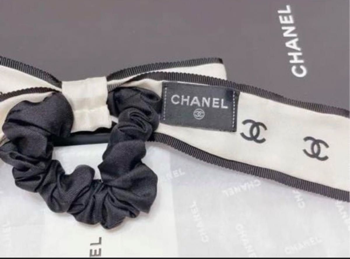 CHANEL シャネル　限定　リボン　シュシュ　ココマーク　エクリュ　白　新品　未使用　完売品　ブラックピンク　BLACKPINK