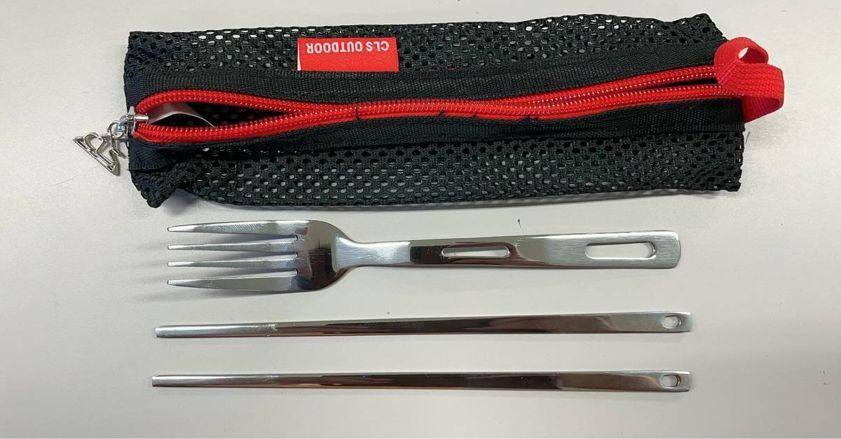  Fork, chopsticks. 2 point set made of stainless steel outdoor camp travel etc. exclusive use pouch attaching 