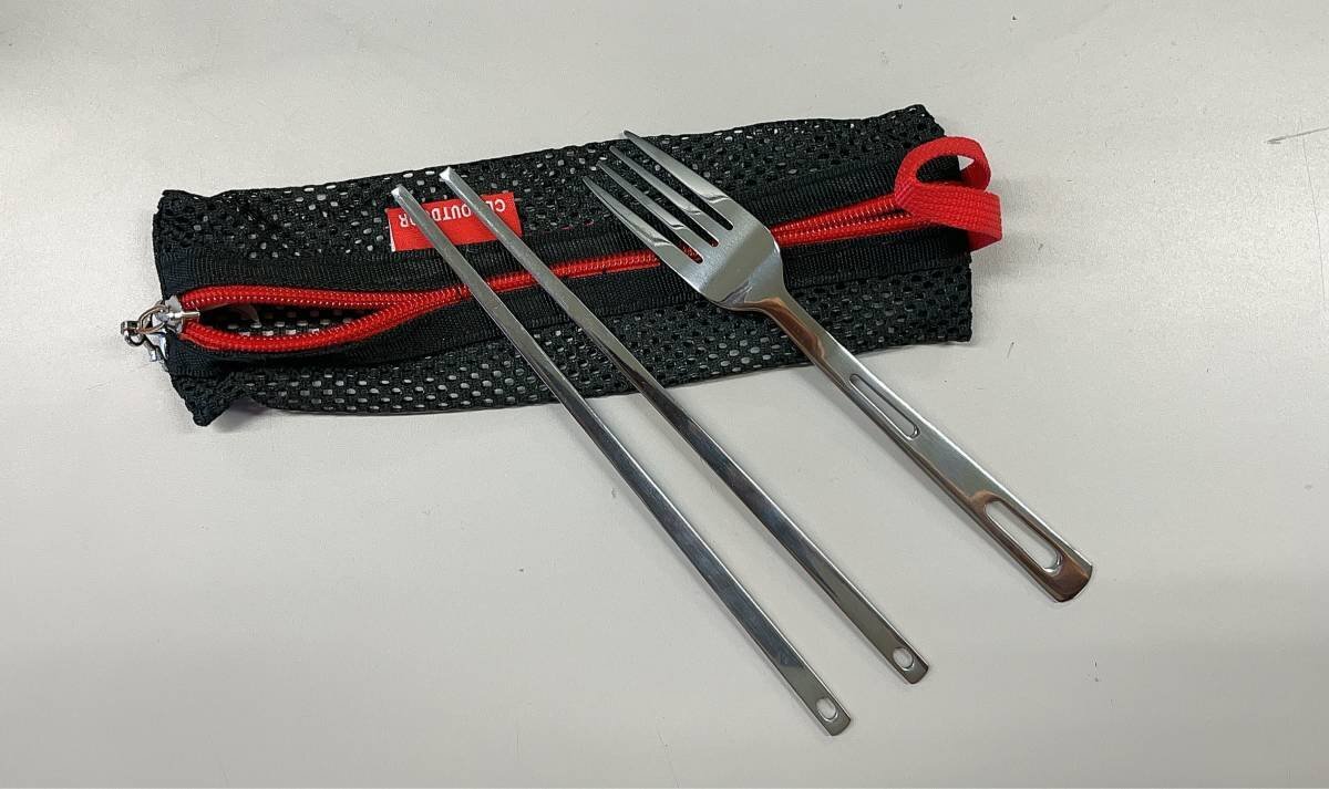  Fork, chopsticks. 2 point set made of stainless steel outdoor camp travel etc. exclusive use pouch attaching 