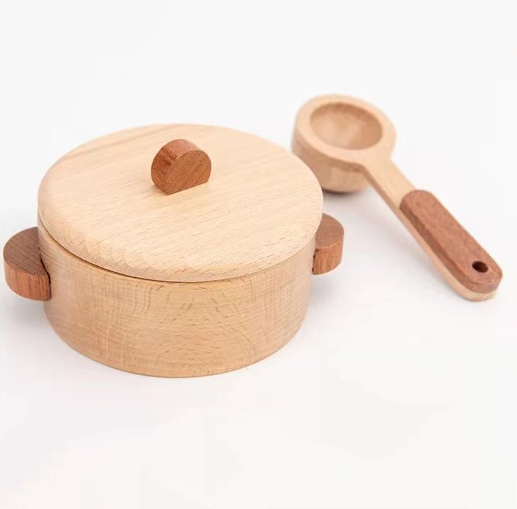 木製 おままごと キッズ おもちゃ　厨房玩具　知育玩具　鍋セット　15点セット_画像5