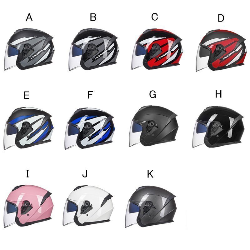 バイクヘルメット ジェットヘルメット　ハーフヘルメット UVカット　半帽　11色　ダブルシールド　着脱できる内装　M～XL_画像3