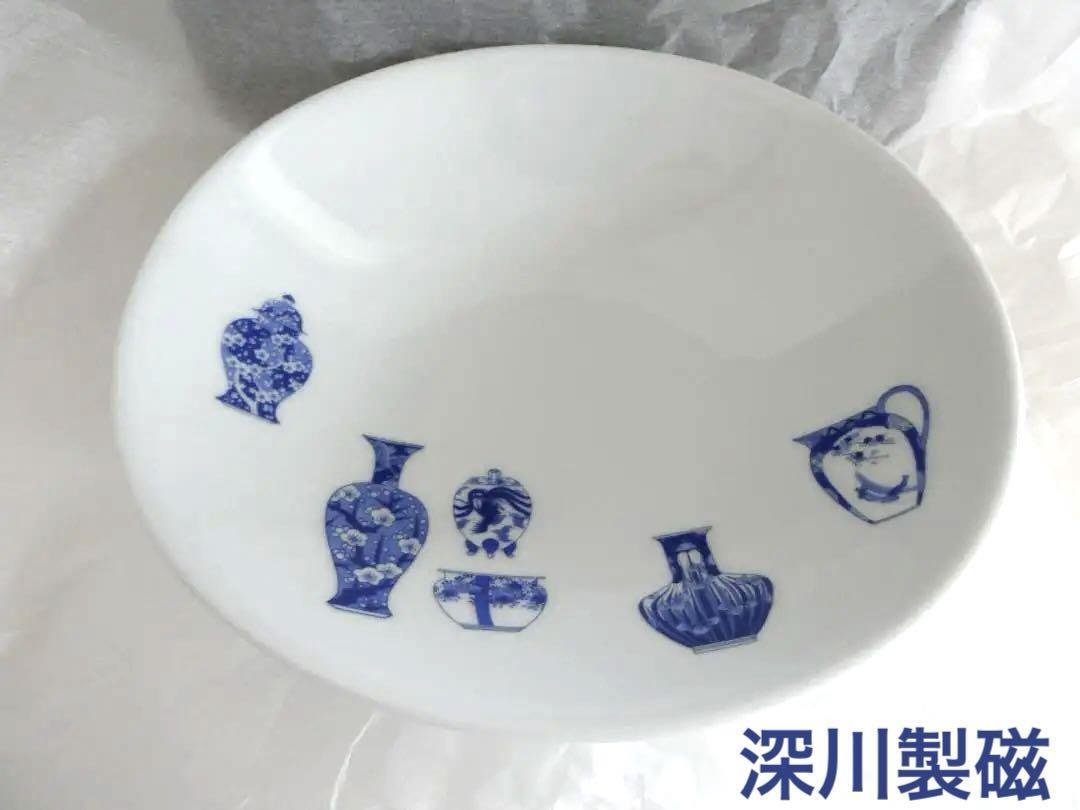 廃番【深川製磁】ブルーチャイナ 楕円盛皿 カレーパスタ皿 深皿 新品 有田焼