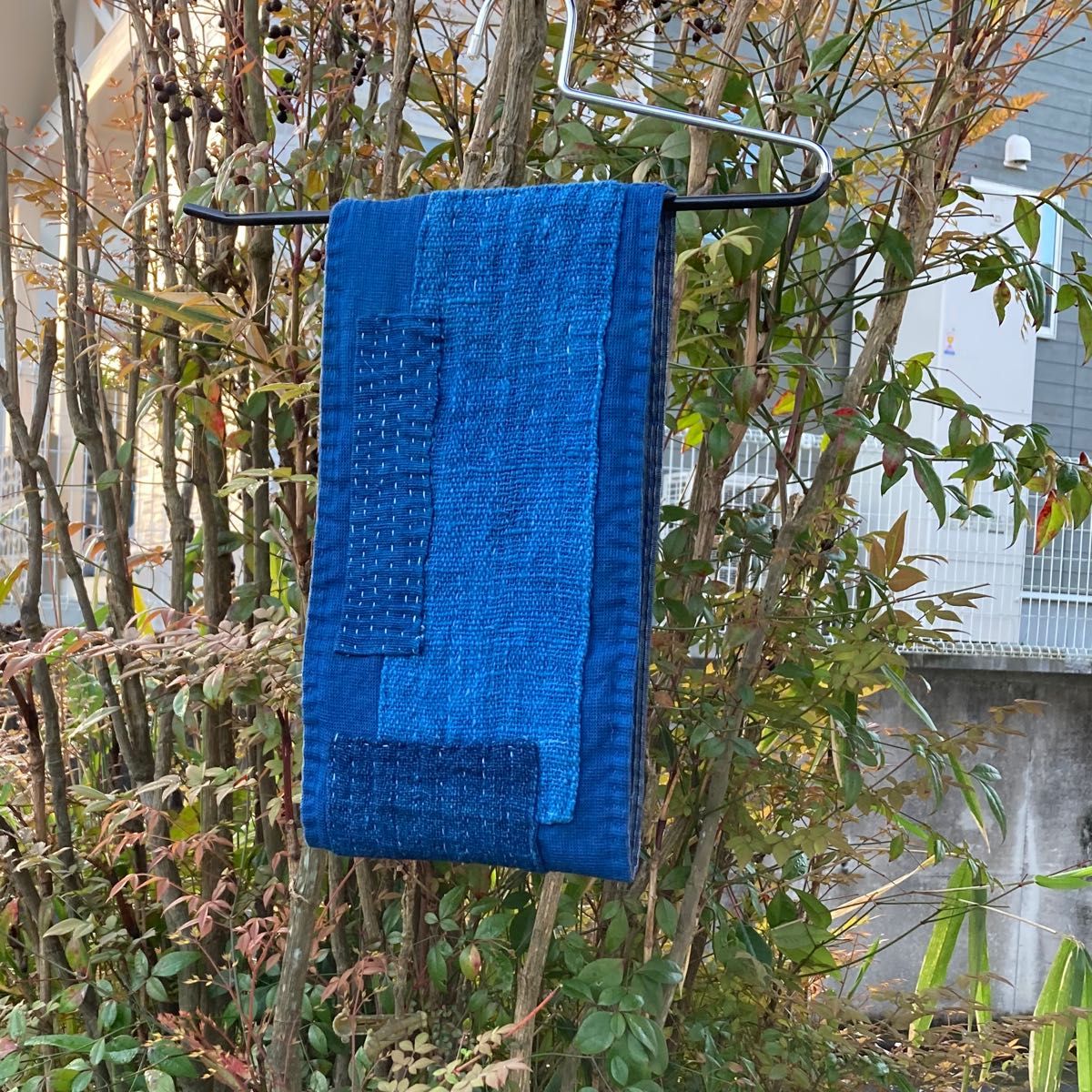 456 襤褸　スヌード　古布　リメイク　藍染　藍染め　手織り　パッチワーク　刺し子　刺子