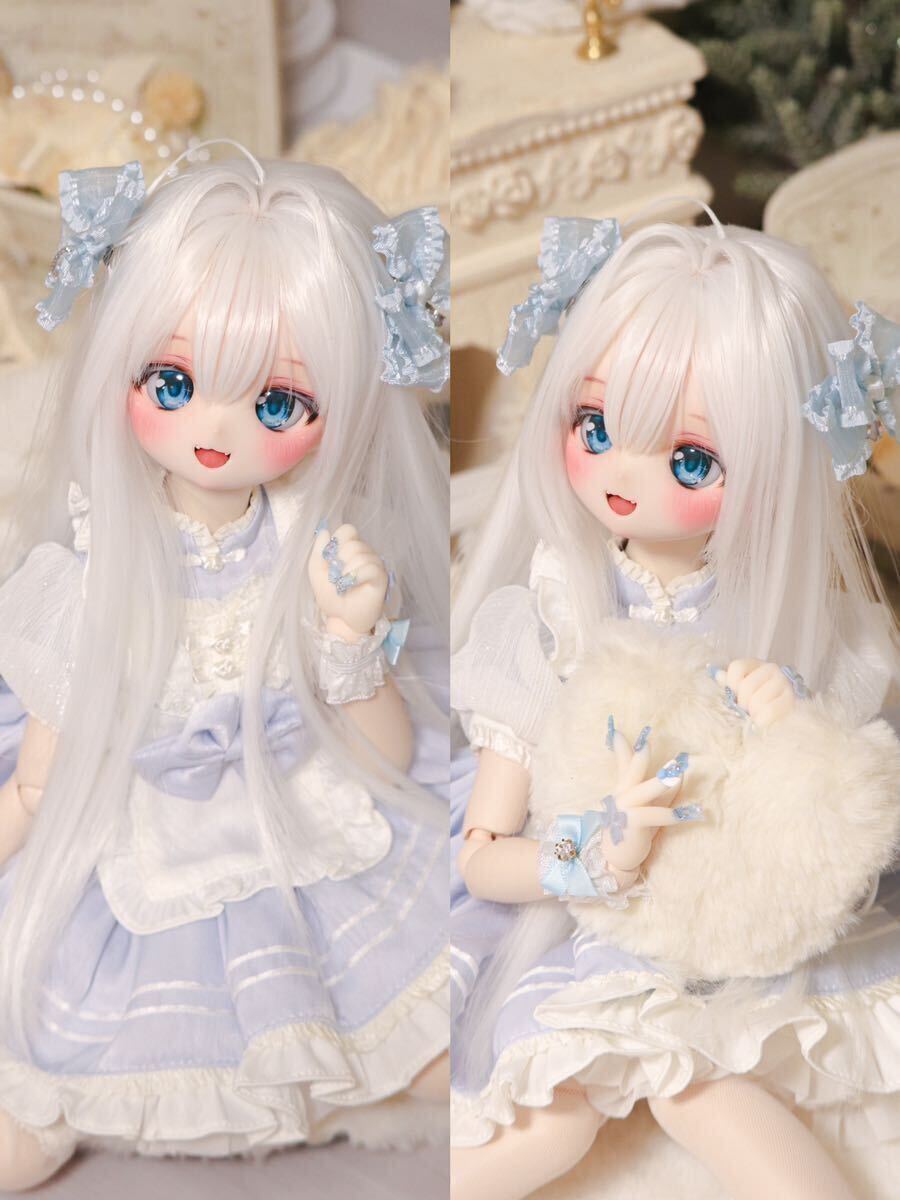 ＊labear＊ DDH-01 セミホワイト肌☆ ソフビ盛 開口 カスタムヘッド＋自作アイ3種類 少し難あり☆ MDD ドルフィードリーム 