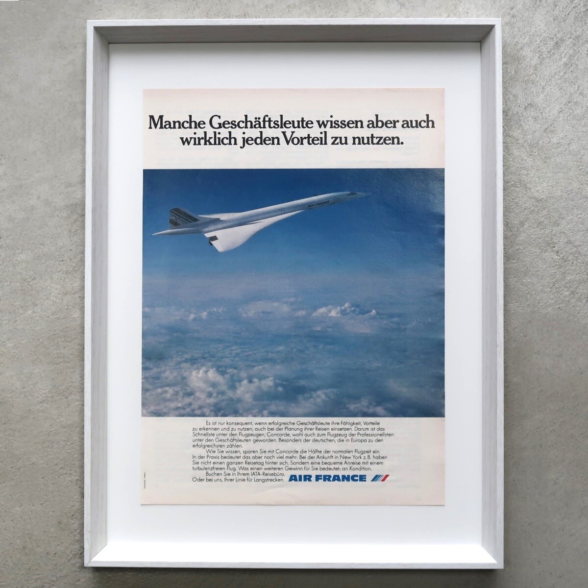 AIR FRANCE エールフランス 1980年 コンコルド CONCORDE ドイツ ヴィンテージ 広告 額装品 レア コレクション インテリア ポスター 稀少_画像1