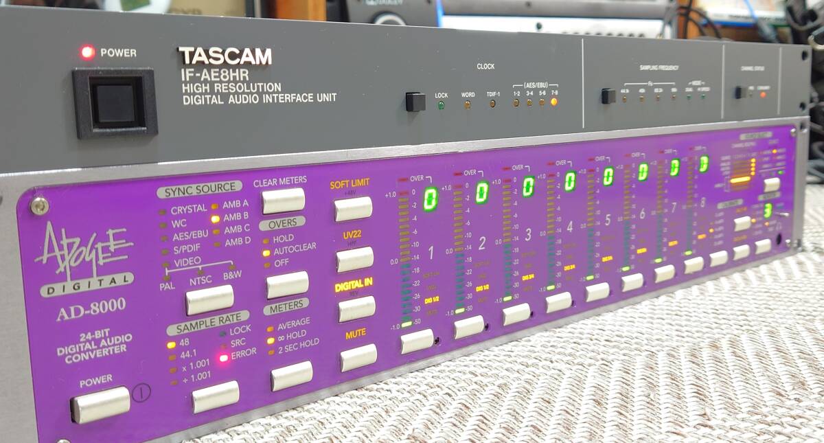 セット Apogee AD-8000＋TASCAM IF-AE8HR 動作確認済み AD/DA コンバーター TDIF カード DA8chカード 各種ケーブル _画像5