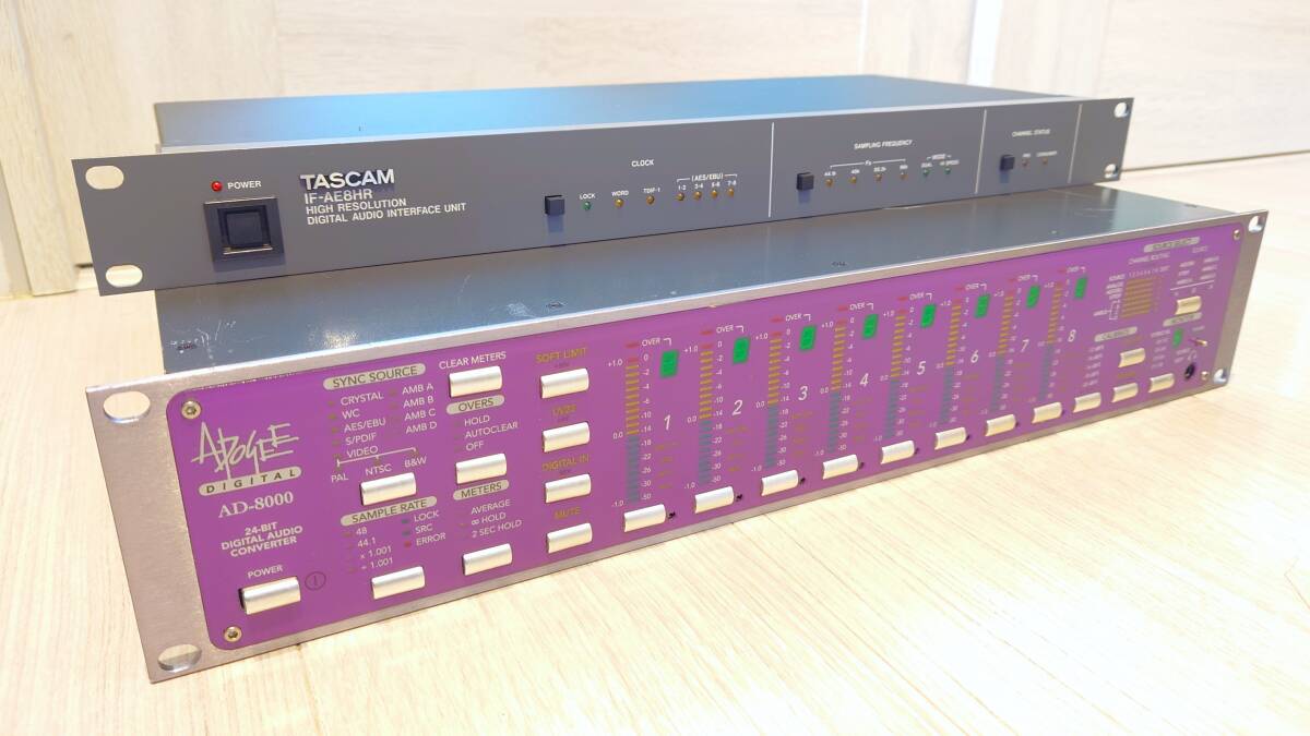 セット Apogee AD-8000＋TASCAM IF-AE8HR 動作確認済み AD/DA コンバーター TDIF カード DA8chカード 各種ケーブル _画像1