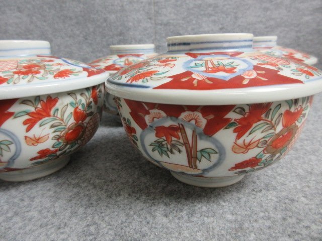  Imari overglaze enamels . hand . tea cup 5 piece [B33484] height 9.5cm diameter 13cm. flower writing old . old fine art 