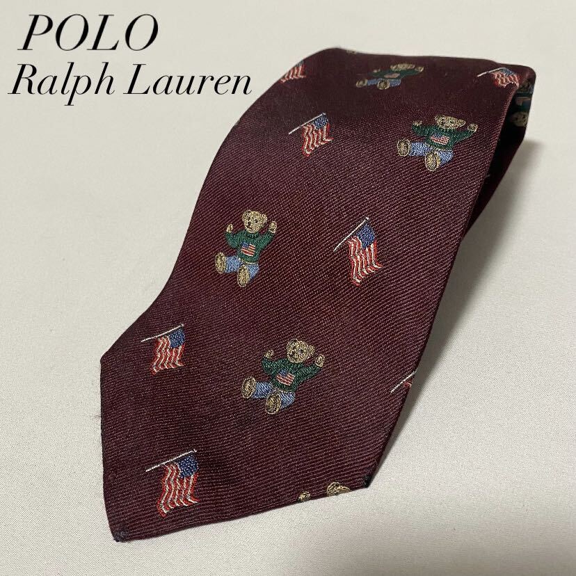 USA производства POLO Ralph Lauren Ralph Lauren Polo Bear галстук шелк 100%