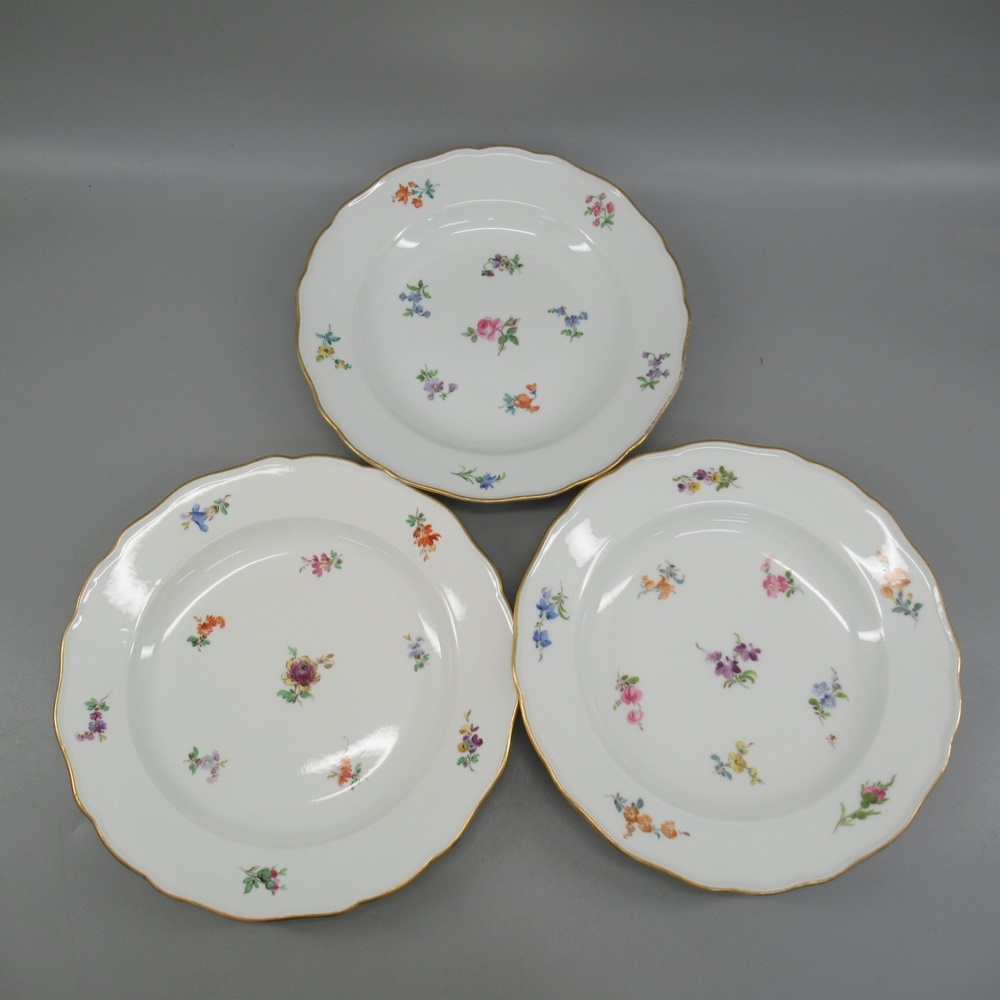 1円〜 Meissen マイセン 散らし小花 スキャタードフラワー プレート 計6点 ボタン剣 アンティーク 食器 267-2652947【O商品】の画像4