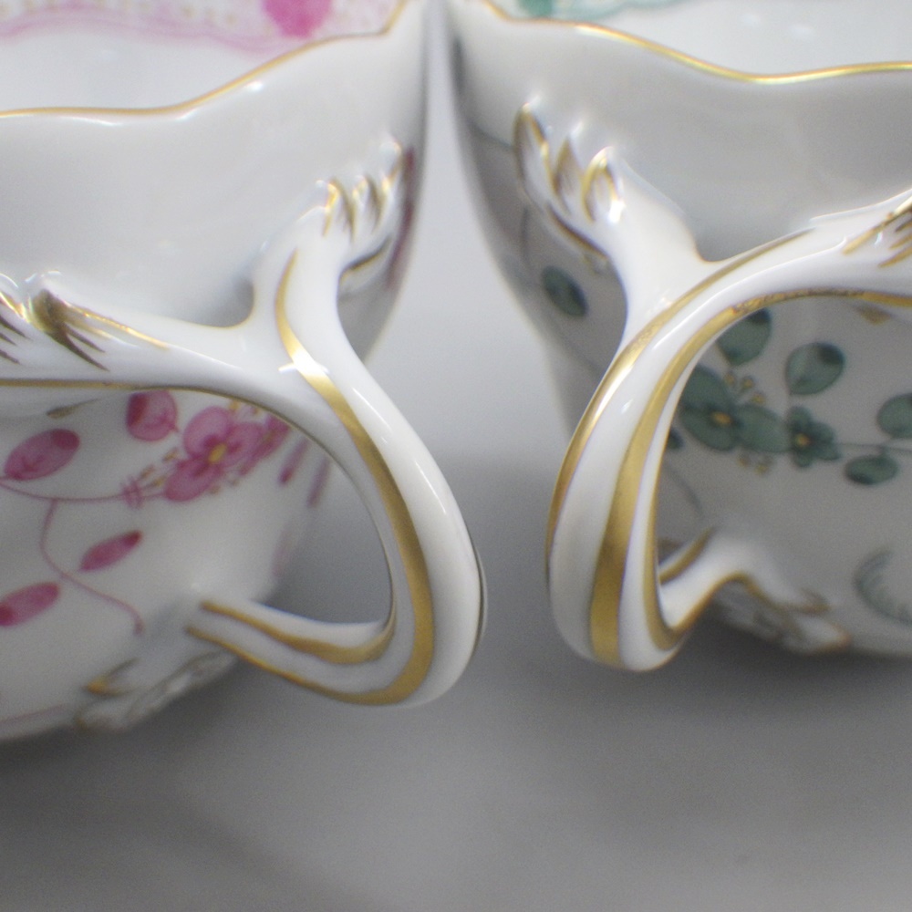 1円〜 Meissen マイセン インドの華 リッチ ピンク・グリーン 計2客 インドの花 金彩 花 食器 240-2651492【O商品】の画像8