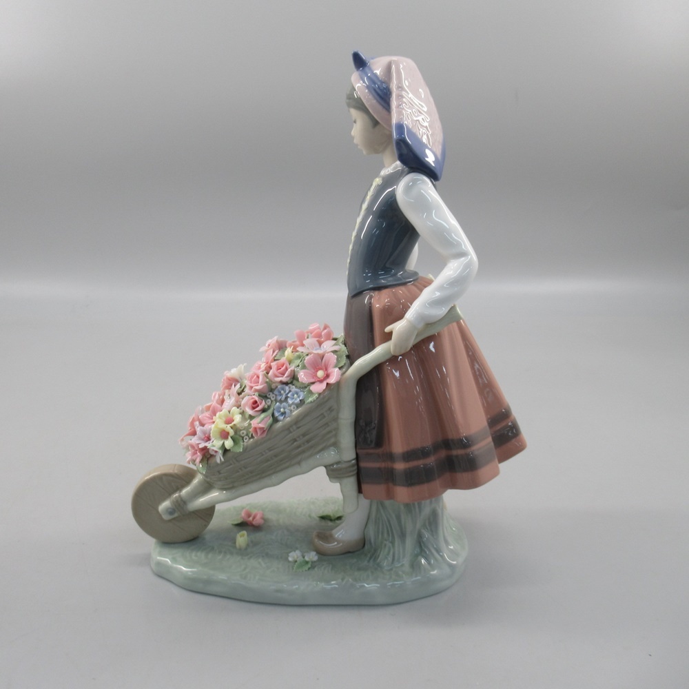 1円〜 Lladro リヤドロ No.1419「花車を押す少女」 人形 置物 フィギュリン 258-2643237【O商品】