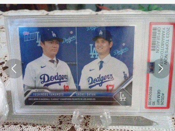 PSA10大谷翔平山本由伸　入団会見　ドジャース　topps nowボール付き 