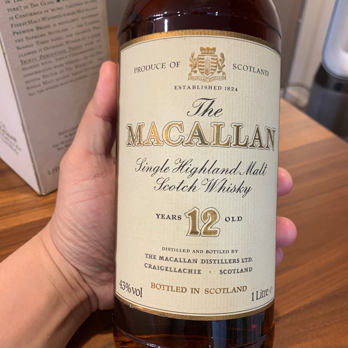 THE MACALLAN ザ　マッカラン 12年　1000ml、旧ボトル　箱付き　未開封　スコッチウイスキー シェリーウッド 古酒 (4)