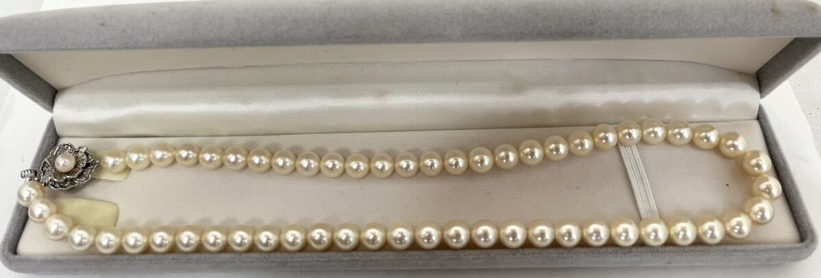 美品 アコヤ あこやパール 本真珠ネックレス 約7.0mm〜7.4mm 約43cm シルバー SILVER 刻印 総重量33.4g pearl の画像1