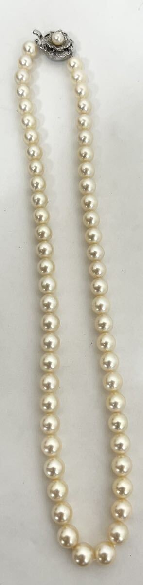 美品 アコヤ あこやパール 本真珠ネックレス 約7.0mm〜7.4mm 約43cm シルバー SILVER 刻印 総重量33.4g pearl の画像2