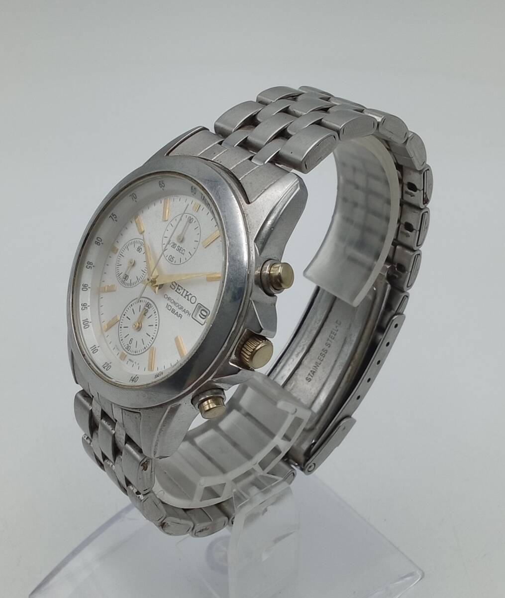 RR86◇＜QZ/不動＞腕時計 SEIKO CHRONOGRAPH 10BAR セイコー クロノグラフ 7T92-0LH0 クォーツ 純正ベルト 現状品◇_画像3