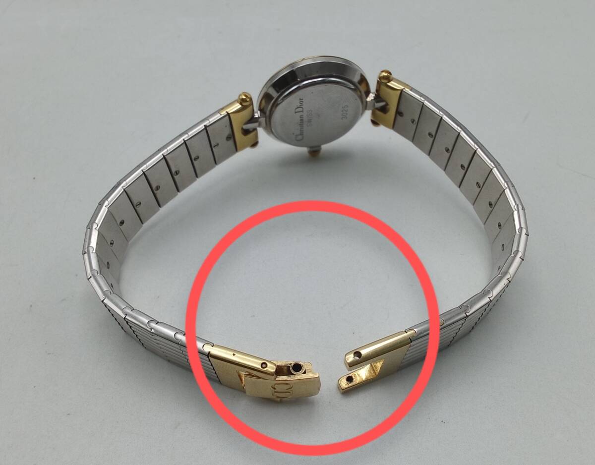 EE52◇＜QZ/電池交換済み＞腕時計 Christian Dior クリスチャンディオール 3025 クォーツ 2針 レディース ベルト切れあり 現状品◇_ベルト切れしております。
