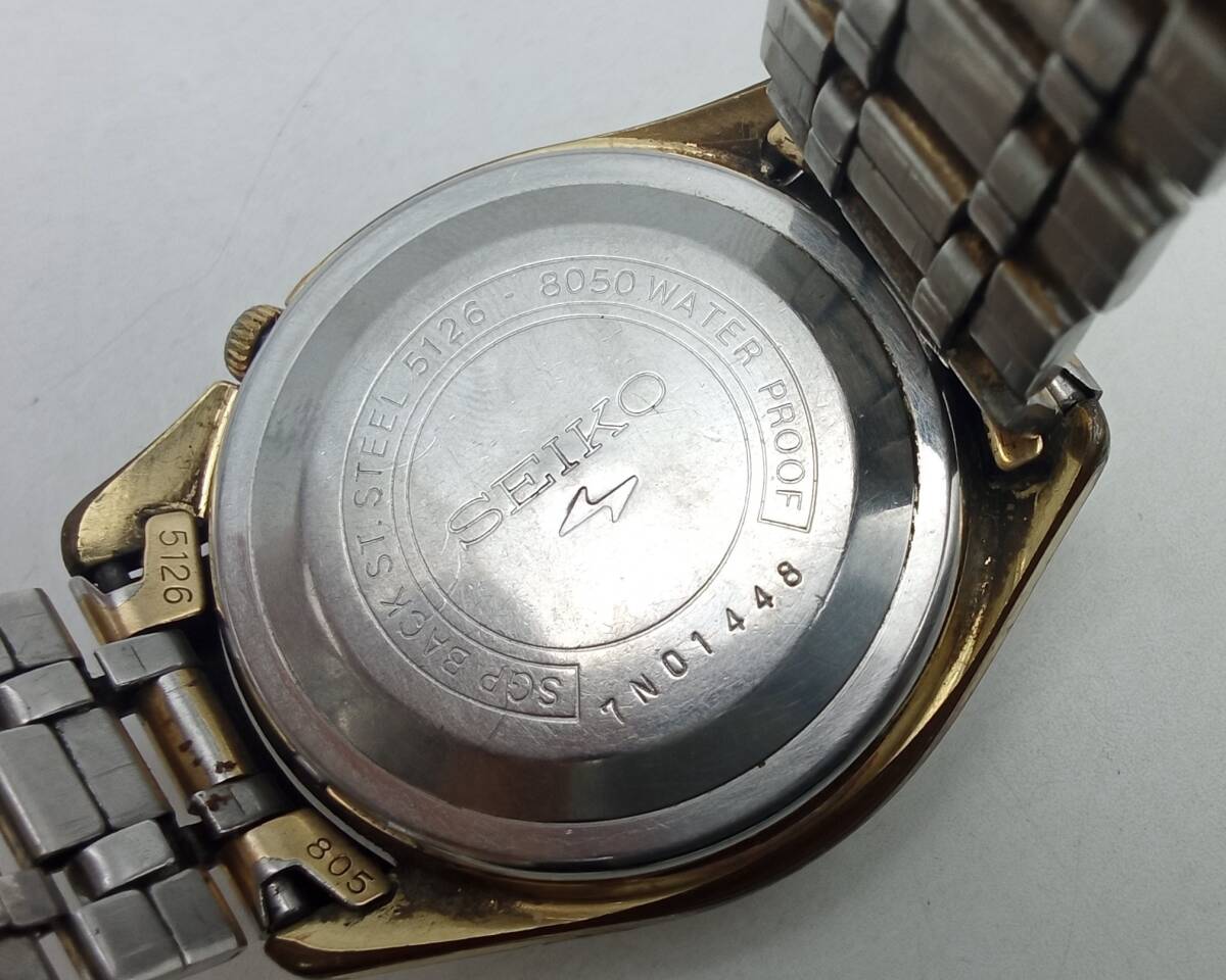 HH79◇＜AT/不動＞腕時計 ジャンク SEIKO 5 セイコー ファイブ 23石 5126-8050 自動巻き デイデイト 純正ベルト 現状品◇_画像8