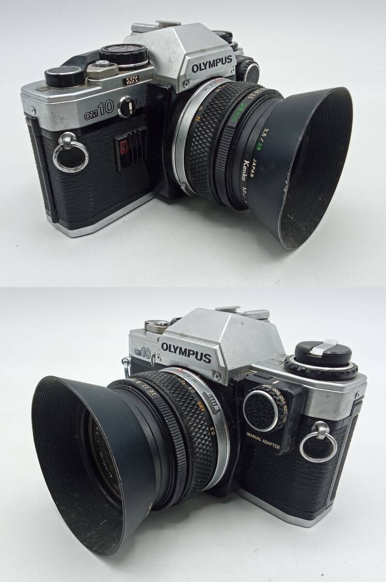 BB55◇＜動作/精度未確認＞フィルムカメラ ジャンク ミラーアップ有 OLYMPUS オリンパス OM-10 レンズ AUTO-W 1:3.5 f=28mm 現状品◇の画像4