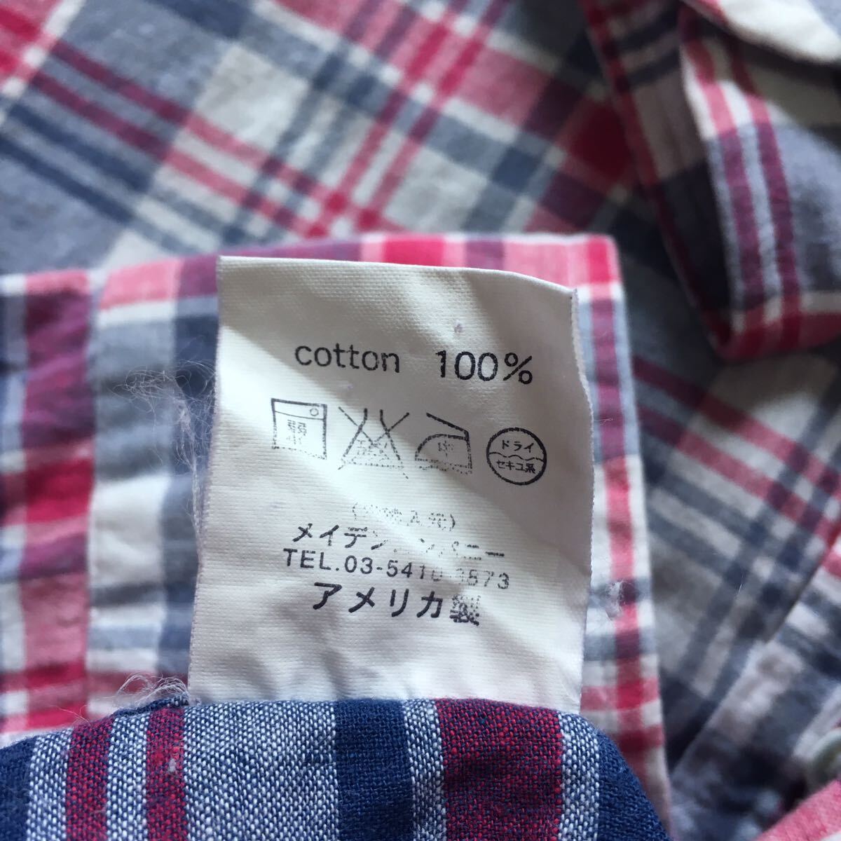 ☆【 individualized shirts 】★USA製 マドラスチェックBDシャツ ★サイズ15の画像8