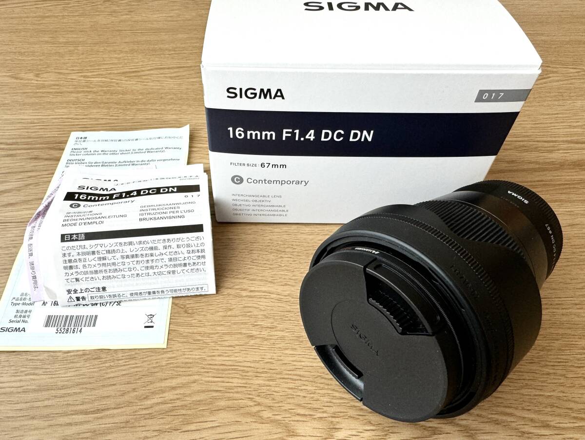 ★SIGMA シグマ★美品！16mm F1.4 DC DN Contemporary ソニーEマウント レンズキャップ付きの画像1