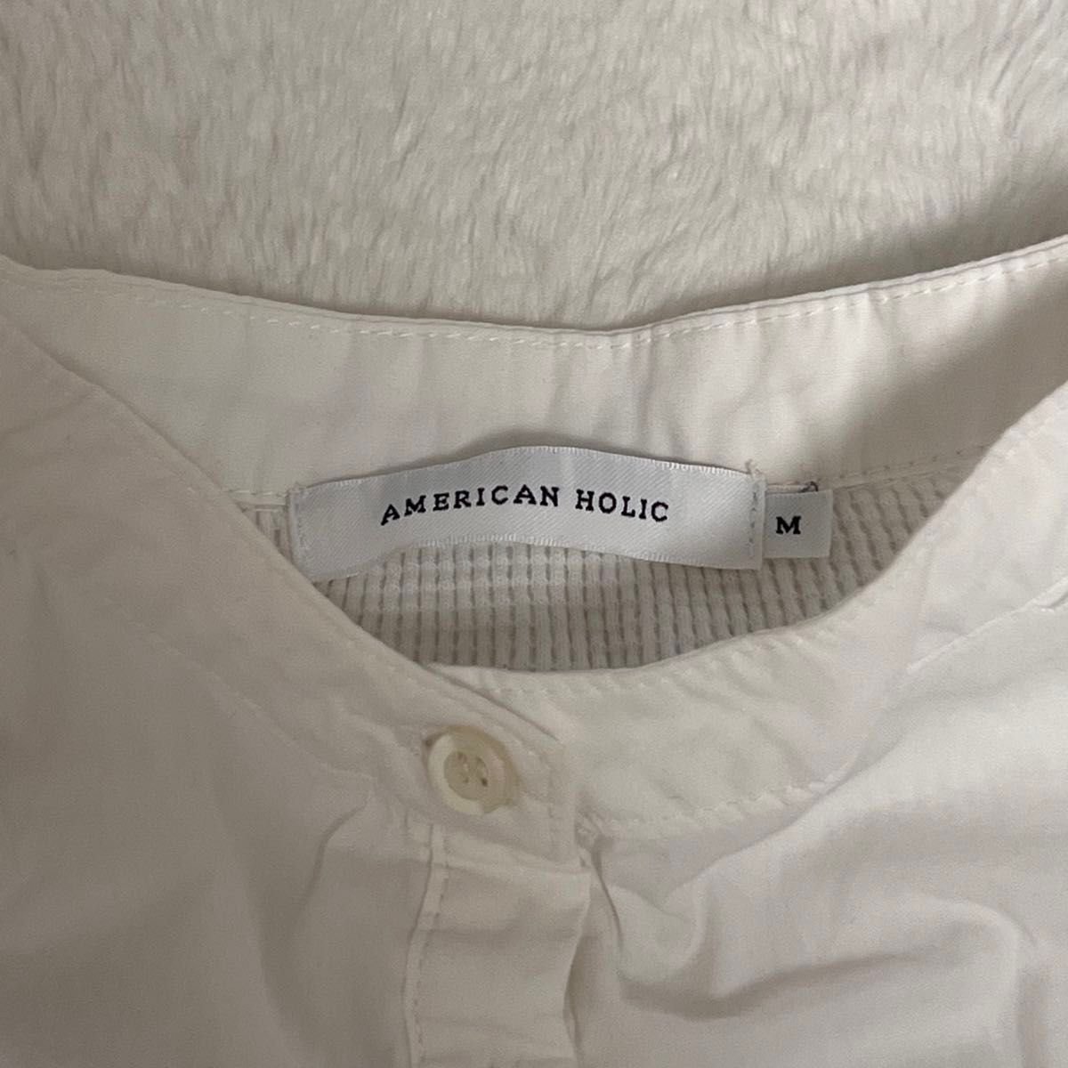 AMERICAN HOLIC　アメリカンホリック　トップス　長袖　オフホワイト　Mサイズ　洋服　レディース　ワッフル素材