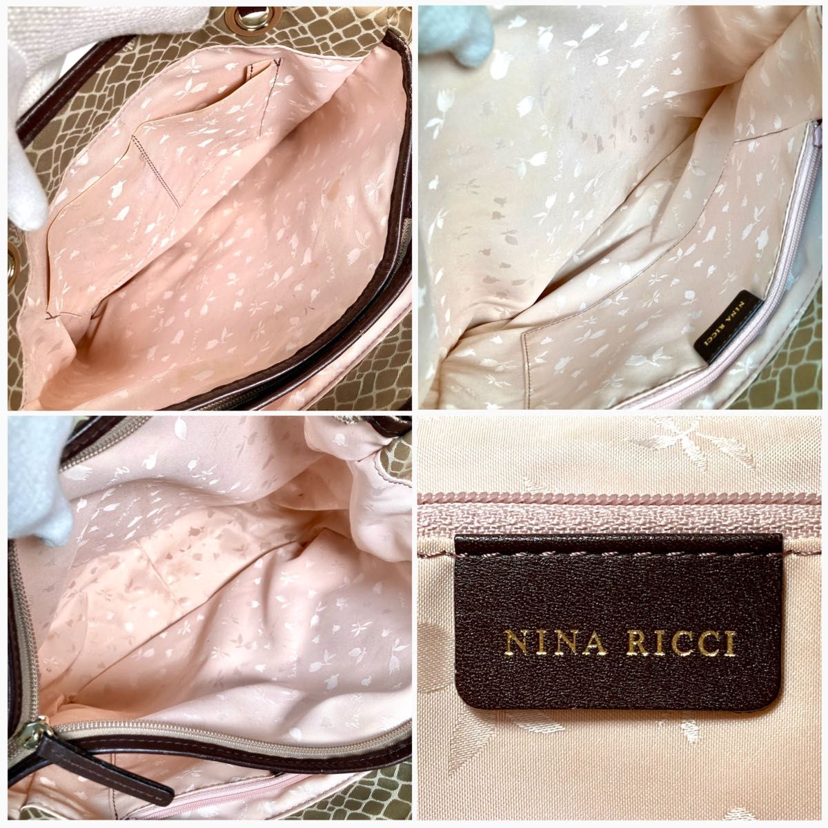 【NINA RICCI】ニナリッチ キリン柄 肩掛け トート／ショルダーバッグ