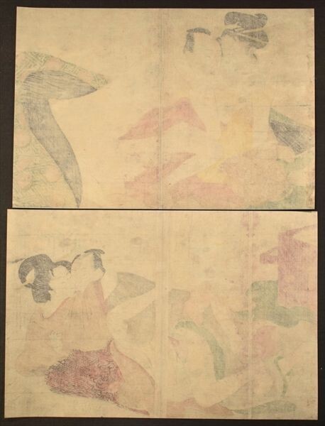 春画 2枚 浮世絵 艶画 枕絵 木版 江戸時代 北斎 歌麿 広重の画像2