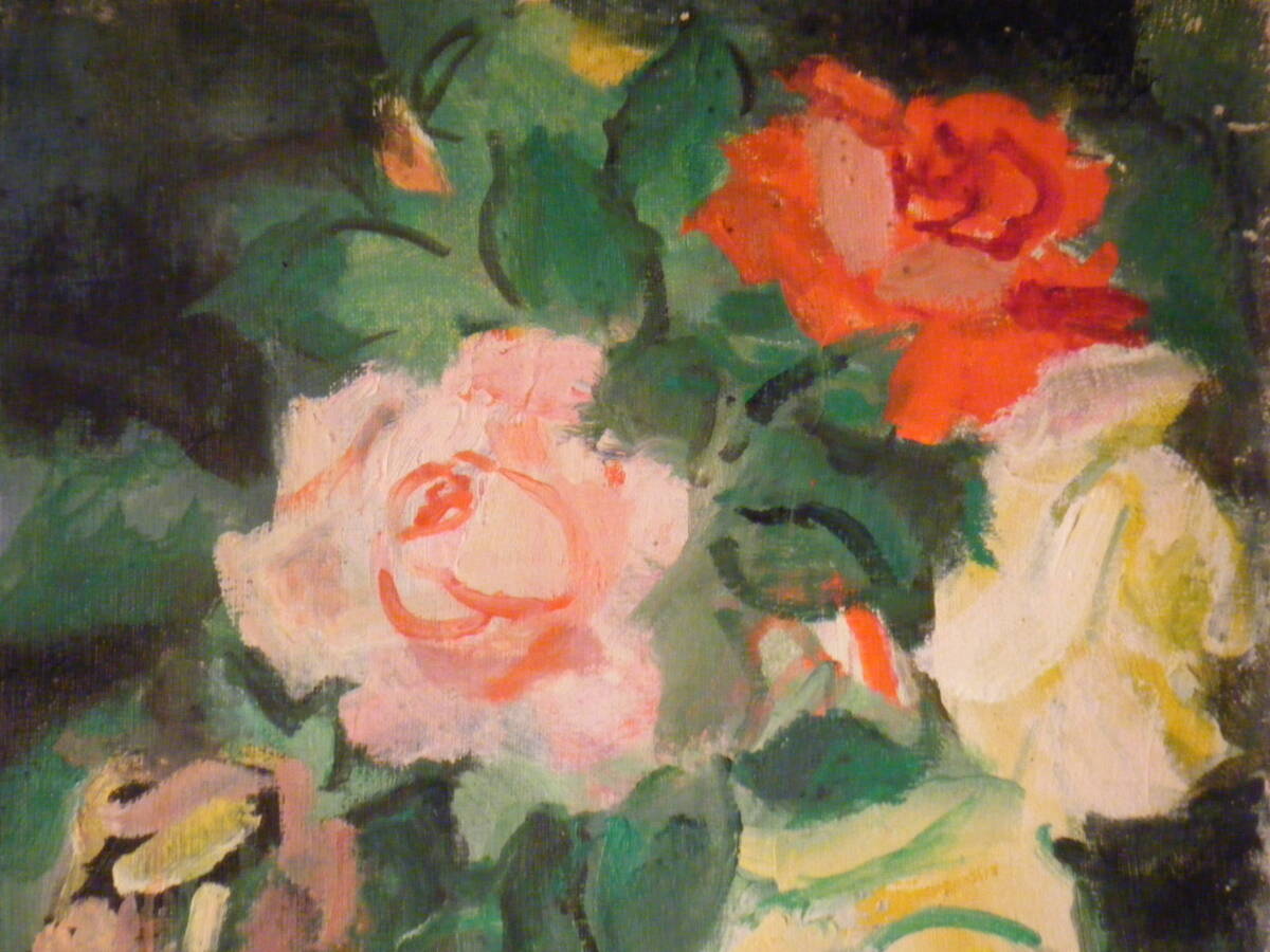 【真作】絵画 油彩6号 美しい花の静物画 華やぐ色彩 箱入 V156 真作】絵画 油彩6号 美しい花の静物画 華やぐ色彩 箱入 V156