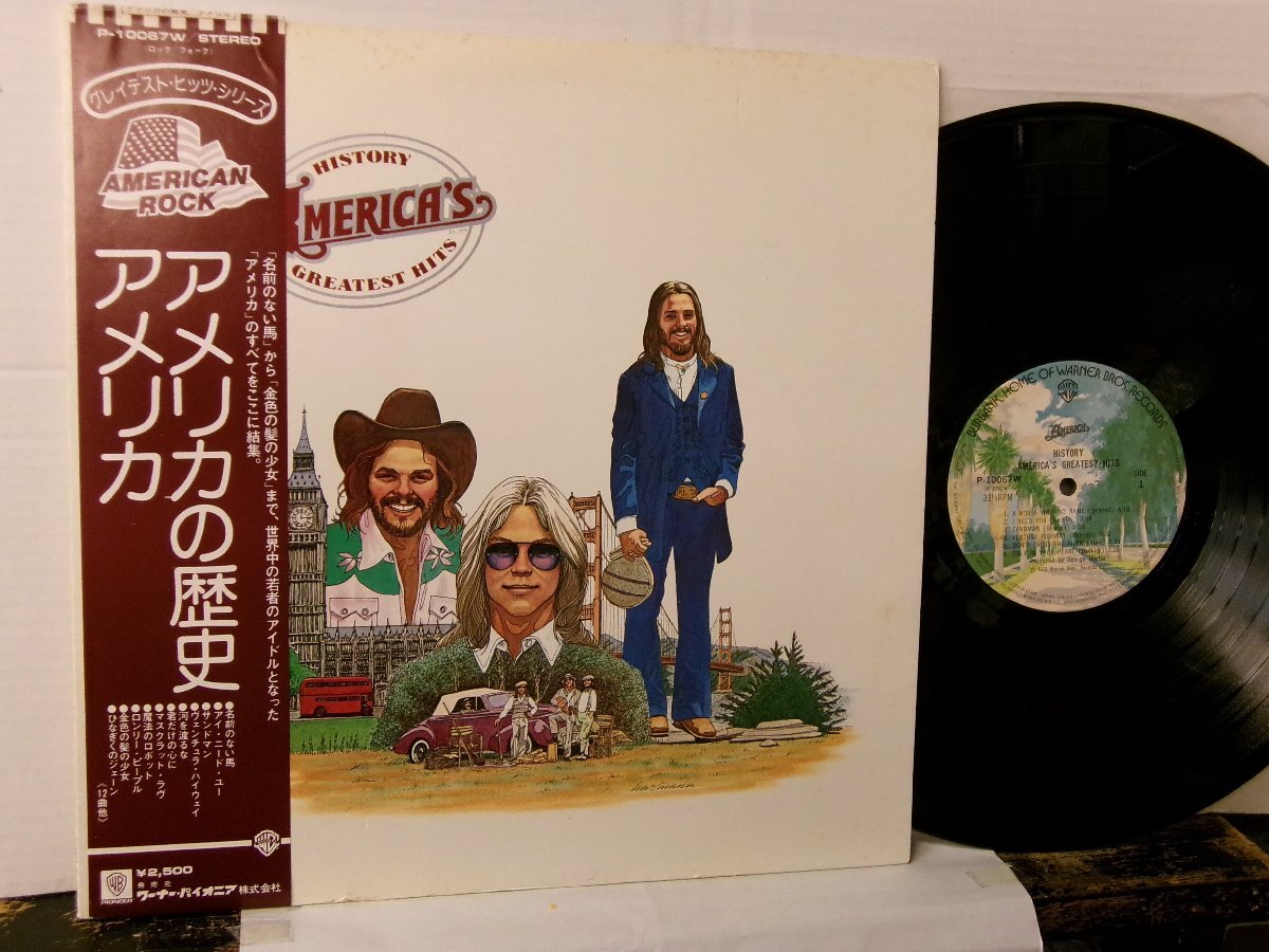 ▲LP アメリカ / アメリカの歴史 HISTORY AMERICA'S GREATEST HITS 帯付 ワーナー P-10067W◇r60330_画像1