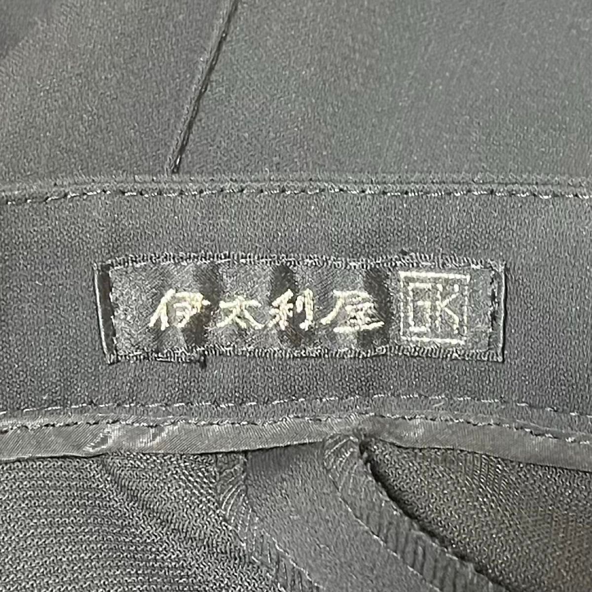 高級婦人服　日本製　伊太利屋　 センタープレス パンツ スラックス ブラック 黒 ストレート　シルク　7号　S