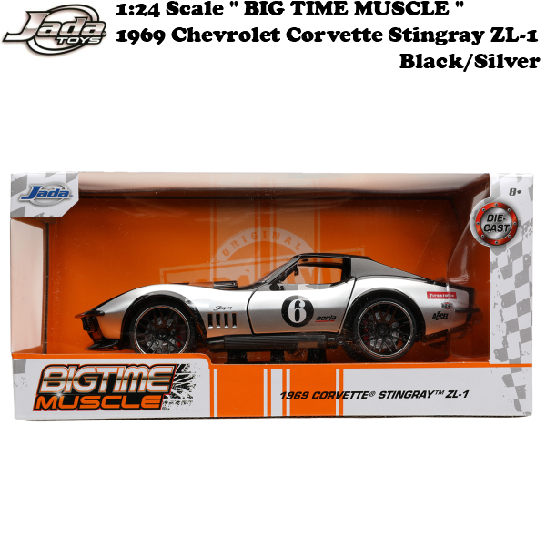 JADATOYS 1/24 BTM 1969 Chevrolet Corvette Stingray ZL-1 Black/Silver ミニカー_画像2