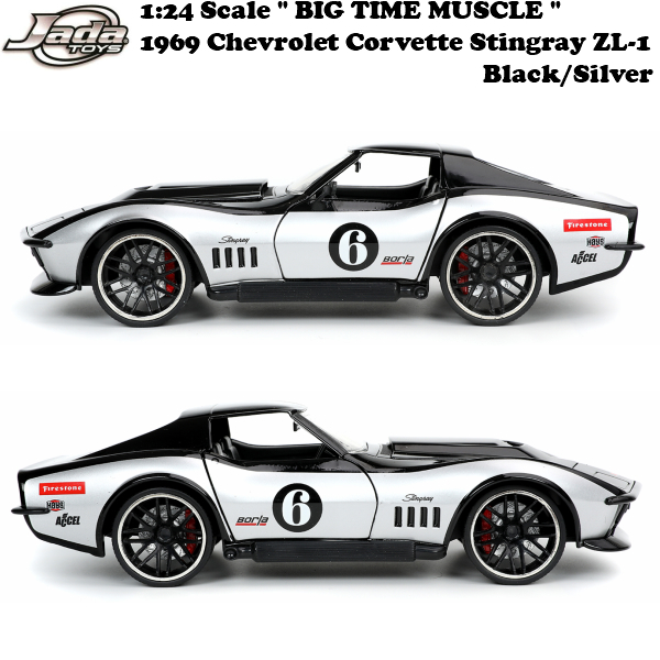 JADATOYS 1/24 BTM 1969 Chevrolet Corvette Stingray ZL-1 Black/Silver ミニカー_画像8