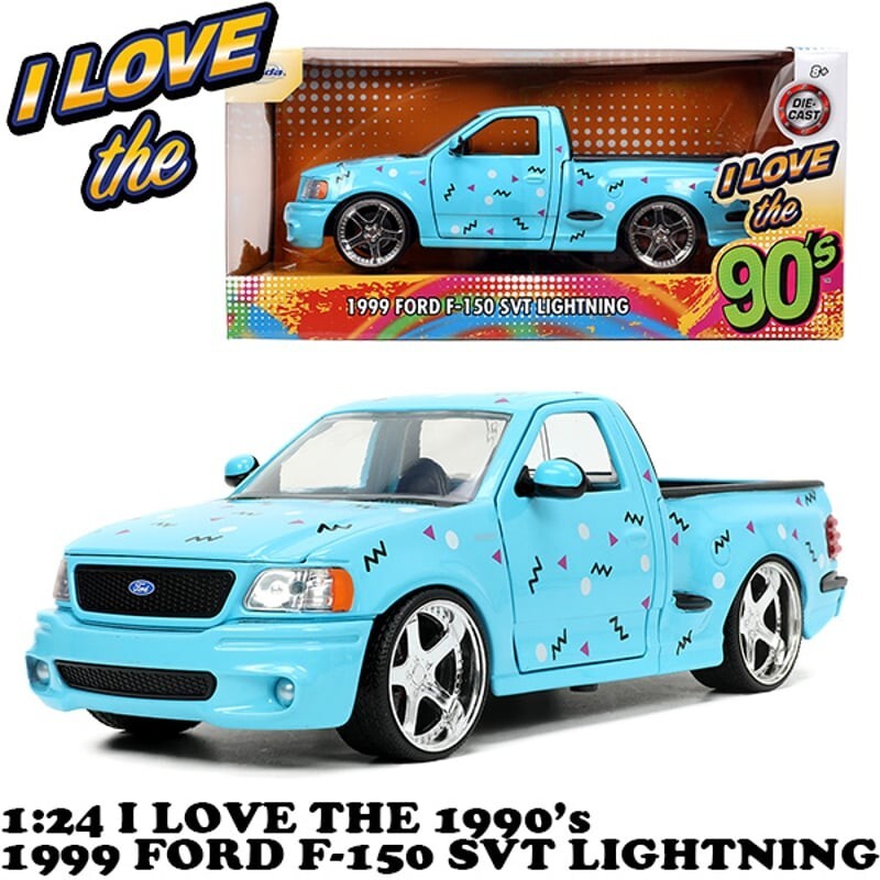 JADA TOYS 1:24 I LOVE THE 1990's 1999 FORD F-150 SVT LIGHTNING ミニカー_画像1