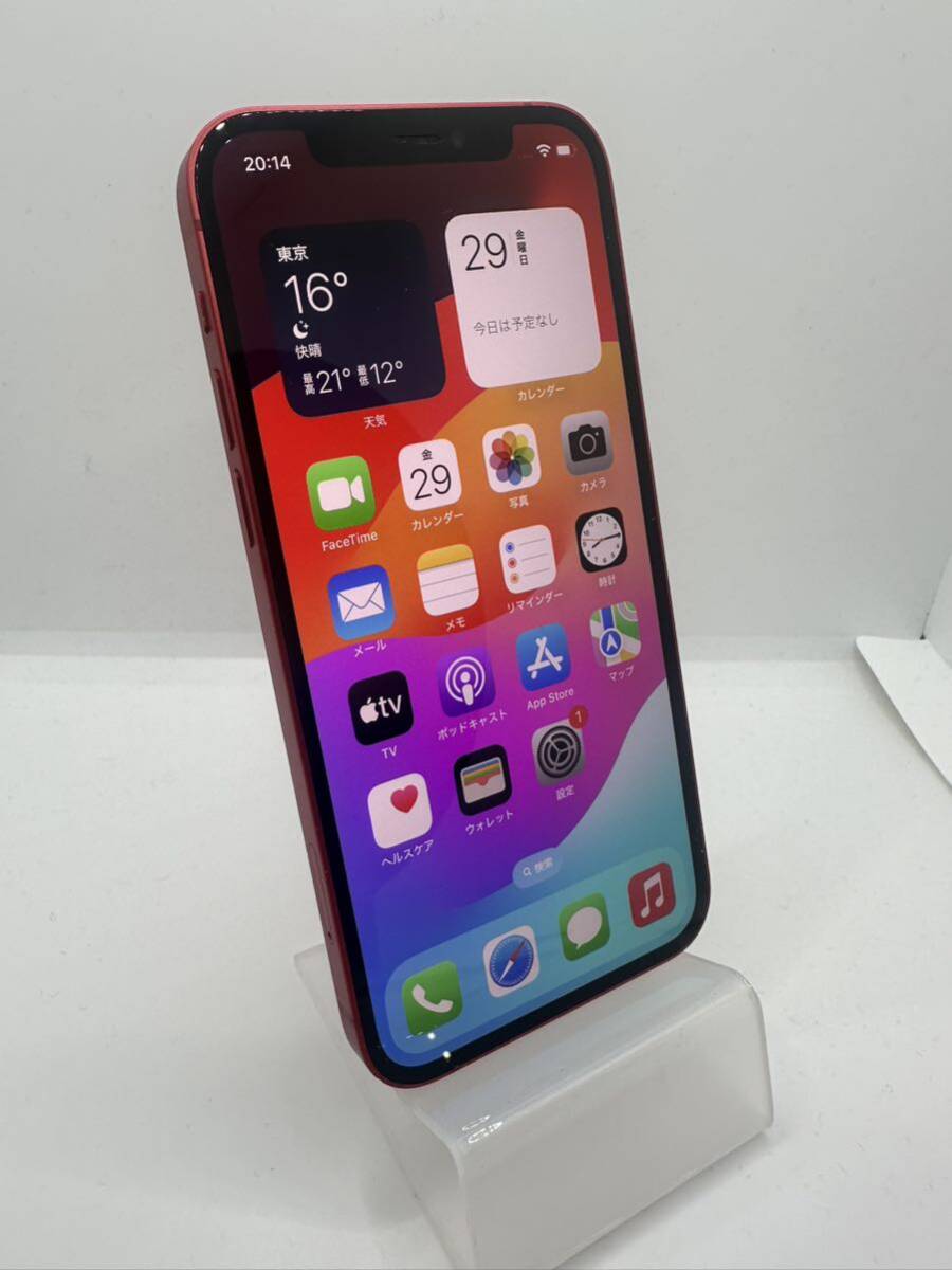 【ジャンク】iPhone12 64GBレッドSIMロック解除品バッテリー84%_画像2