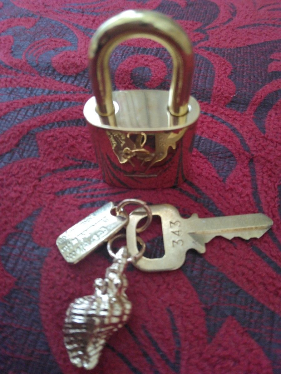 ルイヴィトン 343パドロック カデナ 南京錠 鍵付きゴールド色ペンダントネックレス超美品アクセサリー